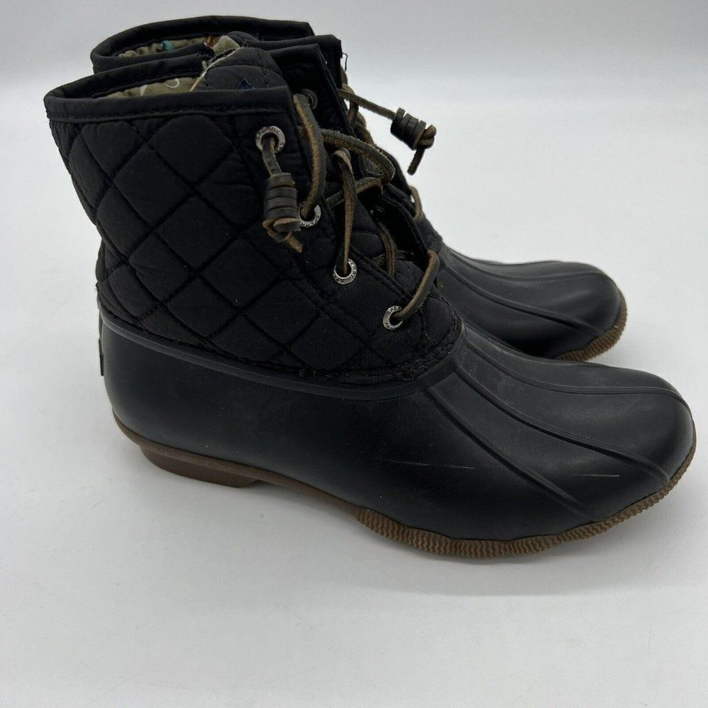 Sperry Saltwater Quilted Boots STS94063 Women SIZE 7 black